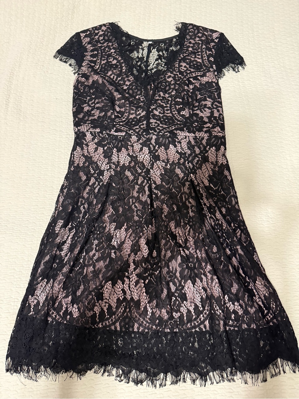 Not Rated Black Lace Overlay Pink Midi Dress